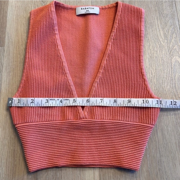 Aritzia Babaton Sculpt Knit Deep V Tank - grapefruit, coral - Picture 5 of 9